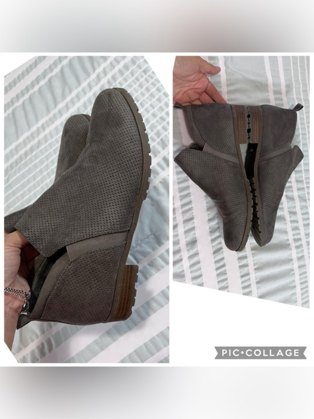 Dr. Scholl’s  Gray Perforated Slip-On Boots size 8